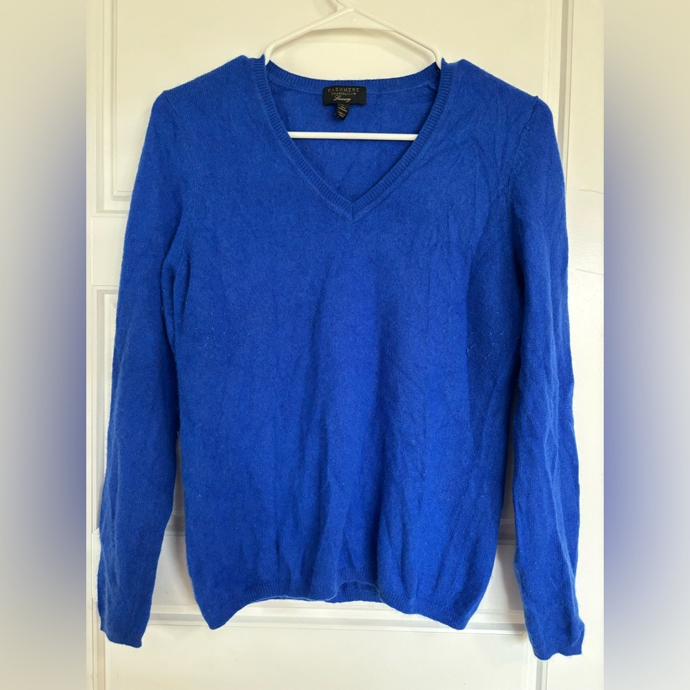 Charter Club 100% Cashmere V-Neck Sweater Royal Blue